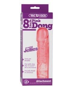 Vac-U-Lock 8 inch Crystal Jellie Pink by Doc Johnson – Body-Safe, Veined Strap-On with Vac-U-Lock