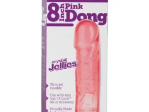 Vac-U-Lock 8 inch Crystal Jellie Pink by Doc Johnson – Body-Safe, Veined Strap-On with Vac-U-Lock