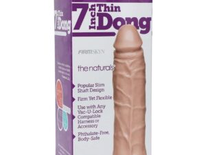 Vac-U-Lock 7" Thin Natural Dong by Doc Johnson – White, Phthalate-Free, Body-Safe Strap-On Accessory