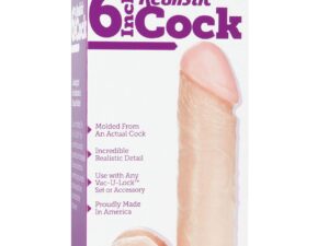 Vac-U-Lock 6" Realistic Dildo by Doc Johnson – Ivory, PVC, Veined Texture