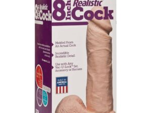 Vac-U-Lock 8" Realistic Cock by Doc Johnson - Ivory, PVC, Veined Texture for Enhanced Stimulation