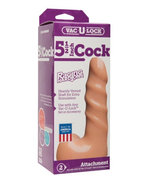 Vac-U-Lock 5.5 Inch Raging Hard-On Realistic Cock - Ivory by Doc Johnson