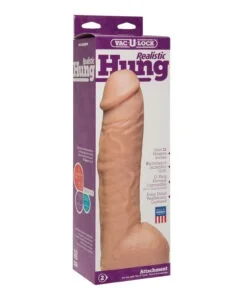 Vac-U-Lock 12.5-Inch Hung Strap-On with Veined Texture and Vac-U-Loc Compatibility – Ivory by Doc Johnson