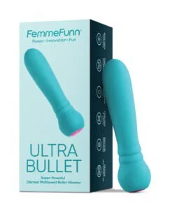 Femme Funn Ultra Bullet Massager – Turquoise | Powerful Waterproof Vibrator with 20 Modes and Rechargeable USB Charging