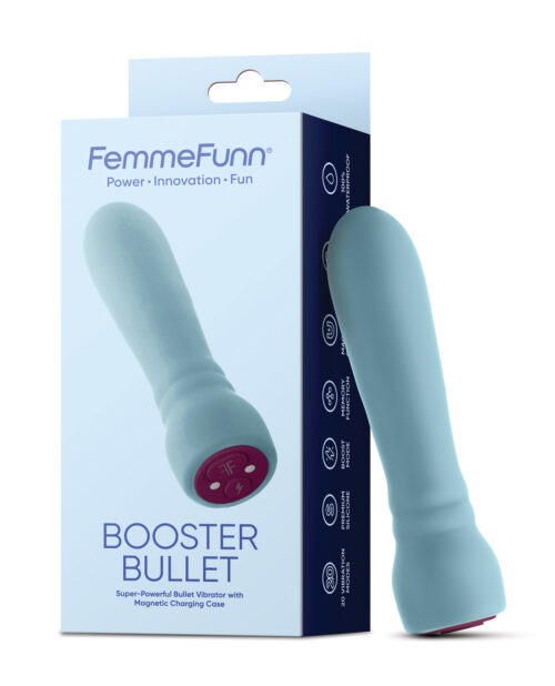 Femme Funn Booster Bullet Light Blue – Powerful Rechargeable Vibrator with 20 Modes and Memory Function