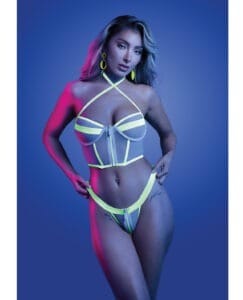 Glow by Fantasy Lingerie Supernatural Glow-in-the-Dark Zipper Bralette & Thong Set – White, Medium/Large