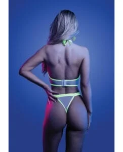 Glow by Fantasy Lingerie Supernatural Glow-in-the-Dark Zipper Bralette & Thong Set – White, Small/Medium
