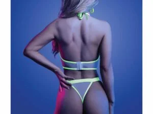 Glow by Fantasy Lingerie Supernatural Glow-in-the-Dark Zipper Bralette & Thong Set – White, Small/Medium