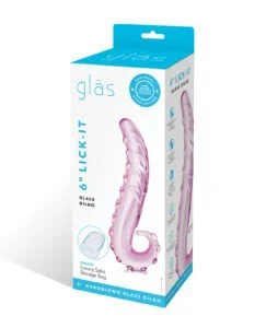 Glas 6" Lick-it Pink Glass Dildo – Textured Pleasure with Pleasure Nubs and Ridges