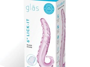 Glas 6" Lick-it Pink Glass Dildo – Textured Pleasure with Pleasure Nubs and Ridges