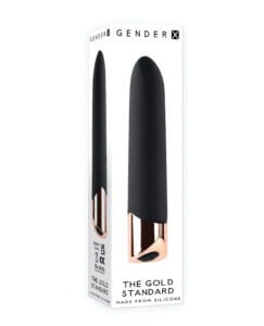 Gender X The Gold Standard Rechargeable Silicone Bullet - Black and Rose Gold