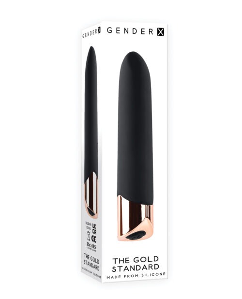 Gender X The Gold Standard Rechargeable Silicone Bullet - Black and Rose Gold