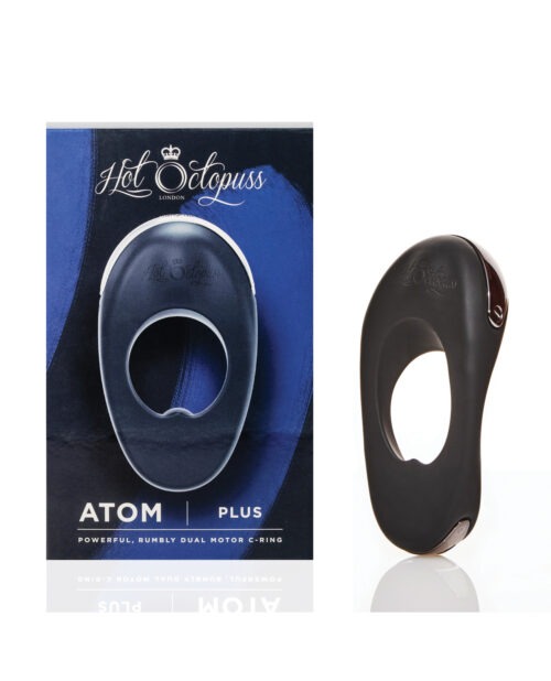 Hot Octopuss Atom Plus Black – Dual Motor Vibrating Cock Ring with Perineum Stimulation and Rechargeable Power