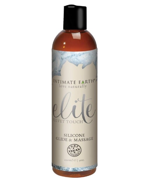 Intimate Earth Elite Velvet Touch Silicone Glide & Massage Oil – 4 oz. with Natural Shiitake Extracts