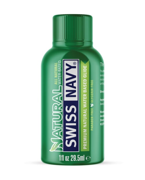 Swiss Navy Premium Natural Water-Based Lubricant - 1 oz for Sensitive Skin and All-Day Comfort