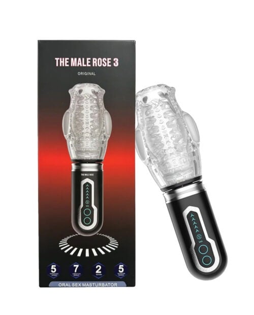 The Male Rose 3 Thrusting, Rotating & Vibrating Oral Sex Masturbator - Black by The Male Rose, Part Number themalerose3