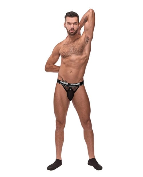 Male Power Cock Pit Fishnet Cock Ring Jock Black L/XL – Breathable Lingerie for Men