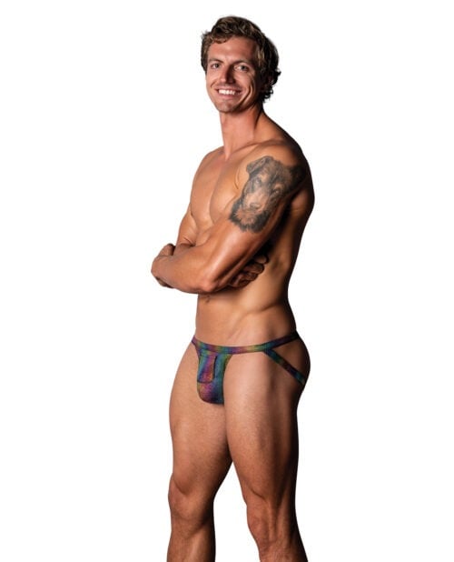Male Power Pack & Play Jock with Front Condom Pocket - Rainbow L/XL