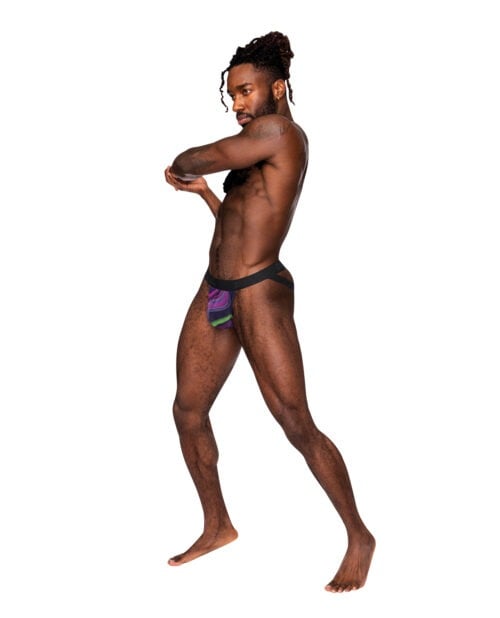 Male Power Galactic Sheer Poly Spandex Strappy Ring Jock in Multi-Color for Small/Medium