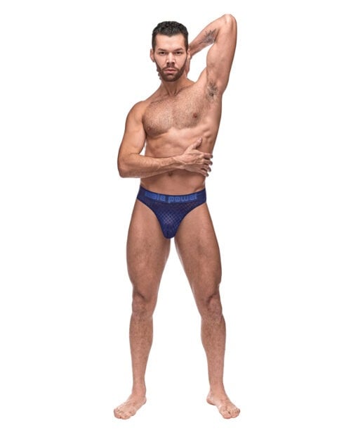 Male Power Diamond Mesh Bong Thong in Blue, Large/X-Large (Part No. 442-264 Blu L/XL)