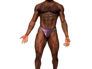 Male Power Hocus Pocus Stretch Poly Spandex Uplift Bong Thong in Purple, Large/XLarge