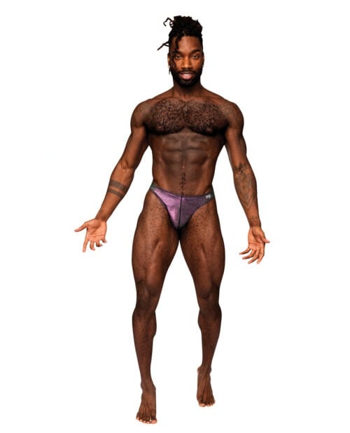 Male Power Hocus Pocus Stretch Poly Spandex Uplift Bong Thong in Purple, Large/XLarge