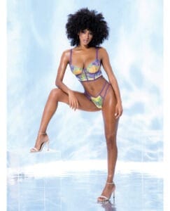 Mapale Embroidered Bralette & Strappy Panty Set in Tuscany Multi-Color, Small/Medium