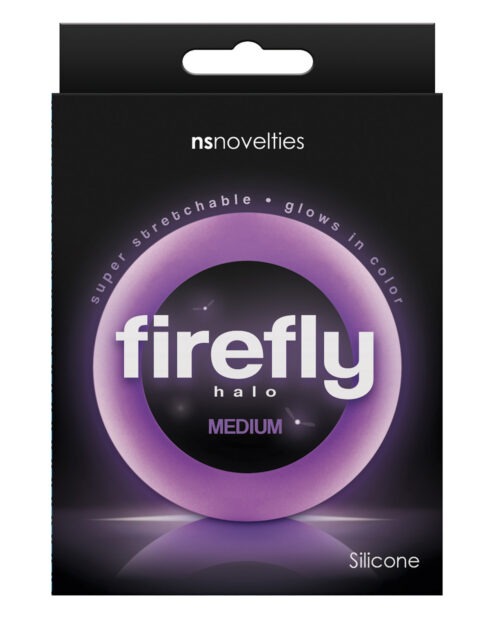 Firefly Halo Medium Cockring in Purple – Silicone Glowing Cock Ring for Enhanced Performance