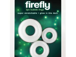 Firefly Glow-in-the-Dark Bubble Cock Rings – White, Pack of 3 – Soft Silicone Penis Enhancers by NS Novelties