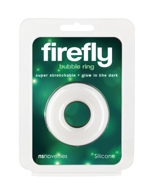 Firefly Glow in the Dark Bubble Cock Ring - Medium, White by NS Novelties