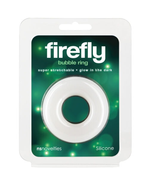 Firefly Glow in the Dark Bubble Cock Ring - Large White by NS Novelties