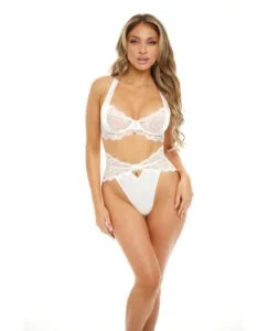 RSVP by Oh La La Cheri Sadie Underwire Lace Bra & High Waist Panty Set * White, Large