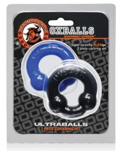 Oxballs Ultraballs Cock Rings – Black and Blue Stretchy Dual Pack for Enhanced Stamina and Bulge