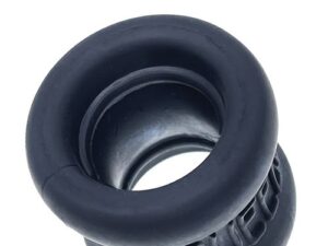 Black silicone ball stretcher ring with Squeeze lettering