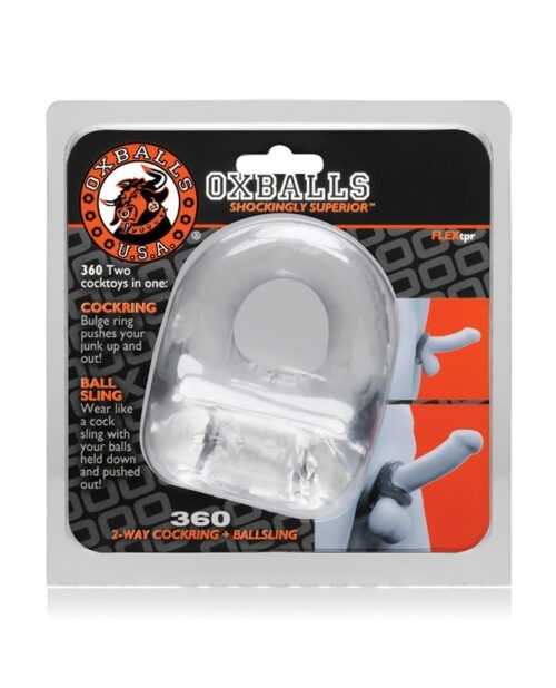 Oxballs 360 Cock Ring & Ballsling - Clear, Flexible TPR Fit for Men