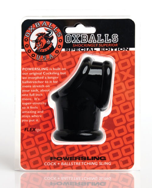 Oxballs Powerballs Cocksling & Ball Stretcher – Black, Thermoplastic Rubber (TPR) – Enlarging Gear for Men
