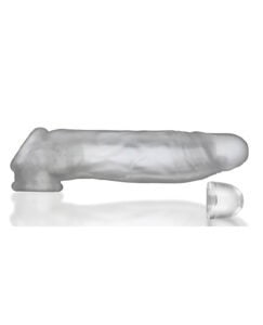 Oxballs Dicker Adjust-Fit Extender in Clear Ice - Slim, Soft Silicone Cocksheath for Custom Fit and Increased