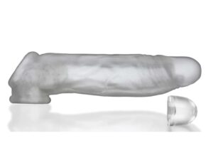 Oxballs Dicker Adjust-Fit Extender in Clear Ice - Slim, Soft Silicone Cocksheath for Custom Fit and Increased
