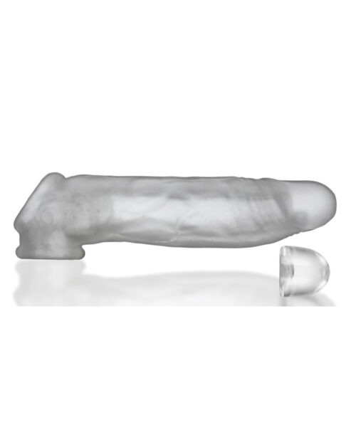 Oxballs Dicker Adjust-Fit Extender in Clear Ice - Slim, Soft Silicone Cocksheath for Custom Fit and Increased Length and Girth