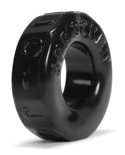 Oxballs Atomic Jock Sprocket Cockring - Black, Soft Stretchy TPR Design for Comfort and Enhancement