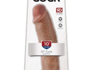 King Cock 10" Tan Vibrating Dildo with Realistic Design and Rechargeable Function by Pipedream Products