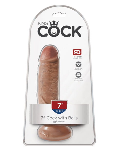 King Cock 7-inch Vibrating Dildo with Suction Base by Pipedream Products, Tan