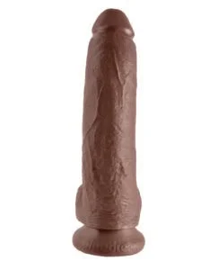 King Cock 9 inch Brown Dildo with Veins and Vibrating Function by Pipedream Products