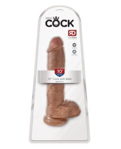 King Cock 10-inch Tan Vibrating Dildo with Realistic Detail and Suction Base by Pipedream Products (Part
