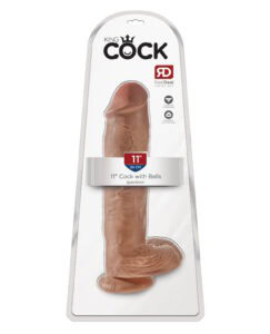 King Cock 11-inch Tan Vibrating Dildo with Realistic Detailing and Suction Base by Pipedream Products