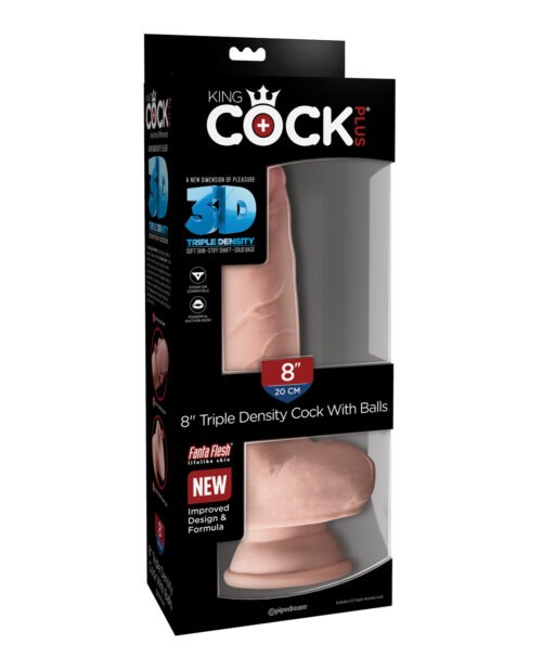 King Cock Plus 8-Inch Triple Density Silicone Dildo with Balls by King Cock – Realistic Ivory