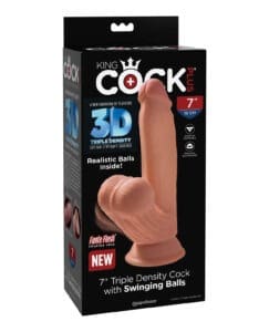 King Cock Plus 7" Triple Density Cock with Swinging Balls - Tan by Pipedream Products (Part No. 573022)