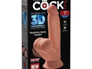 King Cock Plus 7" Triple Density Cock with Swinging Balls - Tan by Pipedream Products (Part No. 573022)
