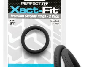 Perfect Fit Xact-Fit #11 Silicone Cock Ring – Black, Pack of 2