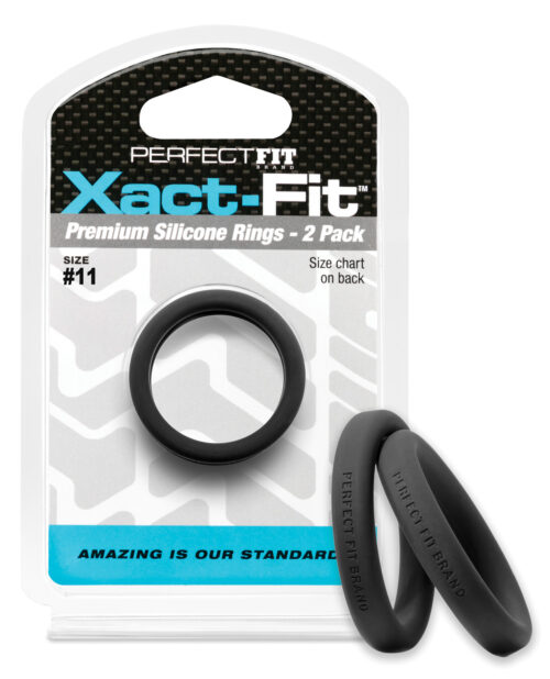 Perfect Fit Xact-Fit #11 Silicone Cock Ring – Black, Pack of 2